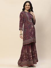 Digital Print Crepe Suit Set With Dupatta