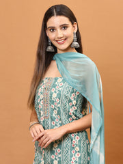 Neck Patti Printed Cotton Unstitched Suit Piece With Dupatta