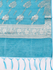 Woven Design Chanderi Unstitched Suit With Pant Dupatta