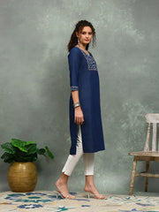 Printed Denim Kurta