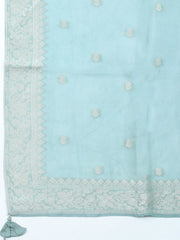 Embroidered Art Silk Unstitched Suit With Dupatta