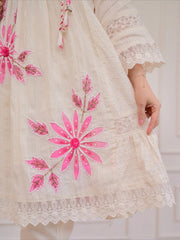 Embroidered Cotton Kurta With Pant & Dupatta