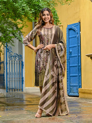 Embroidered Tissue Kurta With Pant & Dupatta