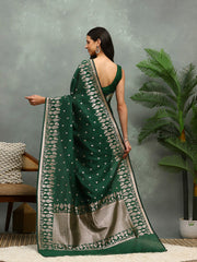 Zari Border Booti Cotton Blend Woven Saree