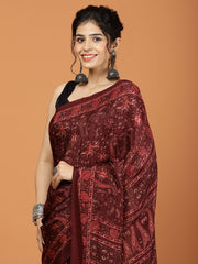 Digital Printed Crepe Woven Saree