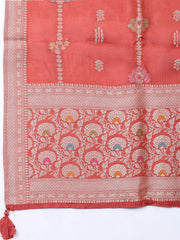 Embroidered Art Silk Unstitched Suit With Dupatta