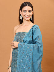 Neck Embroidery & Printed Cotton Blend Unstitched Suit Piece With Dupatta