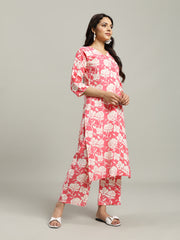 Printed Cotton Blend Kurta With Pants