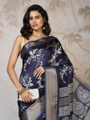 Woven Border Cotton Blend Saree