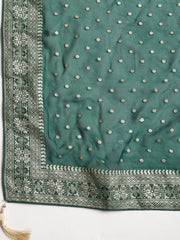 Neck Embroidered Chanderi Unstitched Suit With Dupatta