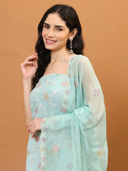 All Over Embroidered Organza Unstitched Suit Piece With Dupatta