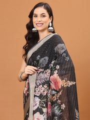 Digital Floral Printed Tussar Saree