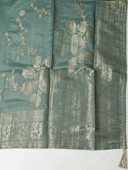 Embroidered Chanderi Pink Unstitched Suit With Pant & Dupatta