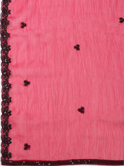 Embroidered Organza Unstitched Suit With Pant & Dupatta