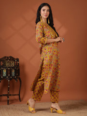 Printed Cotton Blend Kurta With Pant & Dupatta