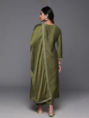 Printed Cotton Blend Kurta With Pants & Dupatta