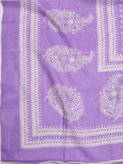 Printed Cotton Blend Unstitched Suit With Dupatta