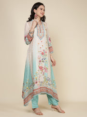 Printed Cotton Blend Kurta With Pants & Dupatta