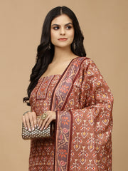 Printed Tussar Unstitched Suit With Dupatta