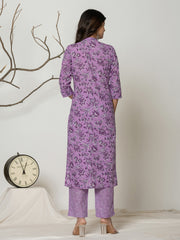 Printed Cotton Blend Kurta With Pants