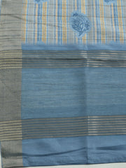 Embroidered Tussar Unstitched Kurta With Pant & Dupatta