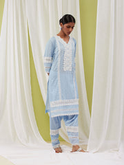 Floral Schiffli Cotton Kurta With Pants