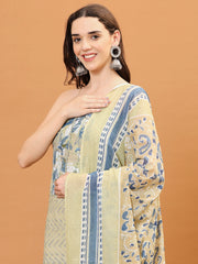 Neck Embroidered Cotton Blend Unstitched Suit Piece With Dupatta