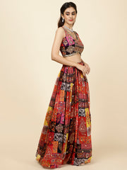 Sequence Embroidered Georgette Choli With Lehenga & Dupatta