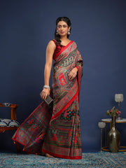 Digital Printed Art Silk Unstitched Suit With Pant & Dupatta