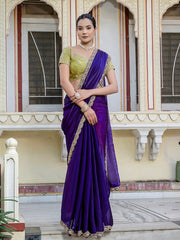 Embroidered Satin Saree