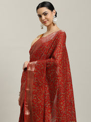 Digital Printed Cotton Blend Woven Saree