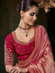 Woven Design & Embroidered Border Art Silk Saree