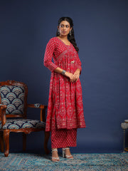 Printed Cotton Kurta With Pant & Dupatta