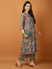 Printed Cotton Blend Kurta With Palazzo