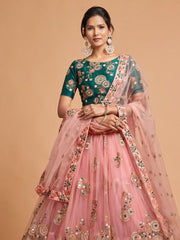 Embroidered Art Silk Unstitched Choli With Lehenga & Dupatta