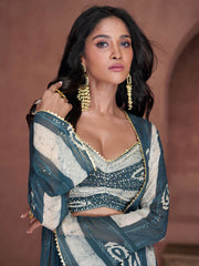 Embroidered Georgette Suit With Pant & Dupatta