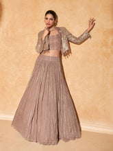 Woven Design Chinon Choli With Lehenga & Dupatta