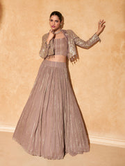 Embroidered Art Slik Choli & Lehenga With Jacket