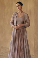 Embelished Chinon Kurta With Pants & Dupatta