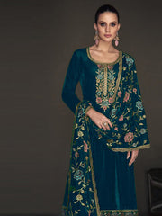 Printed Velvet Semi Stitched Suit