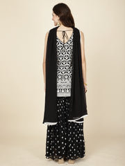 Zari Jaal Embroidered Georgette Kurta With Garara & Dupatta