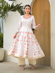 Embroidered Art Silk Kurta With Pant & Dupatta