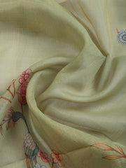 Printed Linen Blend Unstitched Suit With Pant & Dupatta