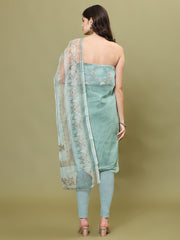 Neck Embroidered Organza Unstitched Suit Piece With Dupatta