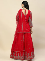 All Over Embroidered Georgette Choli With Lehenga & Dupatta