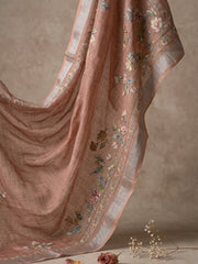 Printed Linen Blend Unstitched Suit With Pant & Dupatta
