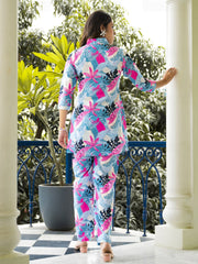 Floral Printed Muslln Kurti With Pants