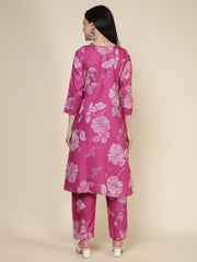 Printed Cotton Blend Kurta With Pants
