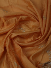 Embroidered Chanderi Cream-Mustard Unstitched Suit With Pant & Dupatta