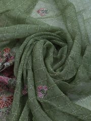 Embroidered Organza Unstitched Suit With Dupatta